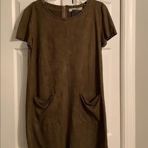 Audrey Co. Olive Suede dress size L